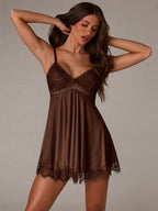 Camisola Feminina com Renda Sensual Decote V