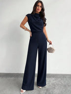 Macacão Elegante Feminino Social sem Mangas Pantalona