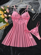 Camisola Feminina Sensual com Renda e Calcinha Combinando