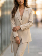 Blazer Feminino Forrado Alongado com Cinto