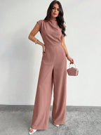 Macacão Elegante Feminino Social sem Mangas Pantalona