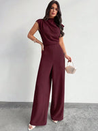 Macacão Elegante Feminino Social sem Mangas Pantalona