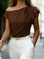 Blusa Elegante Feminina um Ombro só com Babado