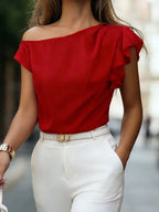 Blusa Elegante Feminina um Ombro só com Babado