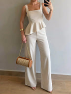 Conjunto Feminino Regata com Barra Assimétrica e Calça Reta