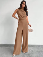 Macacão Elegante Feminino Social sem Mangas Pantalona