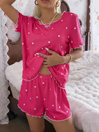 Pijama Feminino Blusa e Short Confortável Estampa Coração