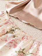 Conjunto Pijama Feminino Três Peças de Cetim Estampa Floral