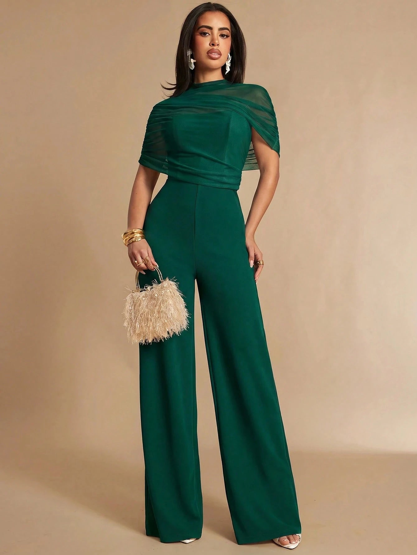 Macacão Feminino Elegante com Tule Social
