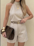 Conjunto Blusa e Short Feminino Gola Princesa