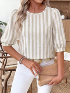 EMERY ROSE Camisa Casual de Manga Lanterna Estampada para Mulheres