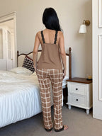  Pijama Feminino de Malha Regata e Calça Xadrez