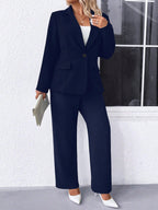 Conjunto Alfaiataria Plus Size Blazer e Calça Reta