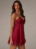 Camisola Feminina com Renda Sensual Decote V