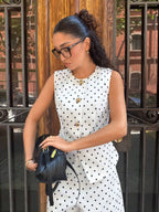 Conjunto Feminino Elegante Colete e Short com Botões 