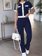 Conjunto Feminino Aerolook Blusa com Botões e Calça Reta