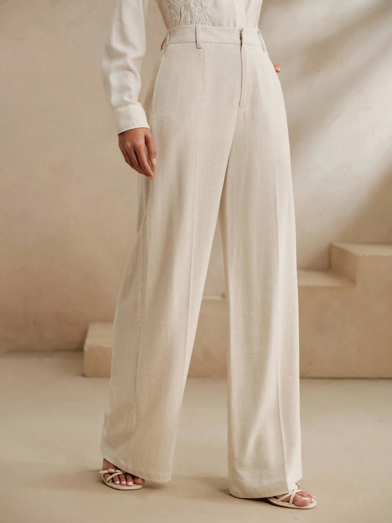 Calça Wide Leg Feminina de Linho Não Amassa