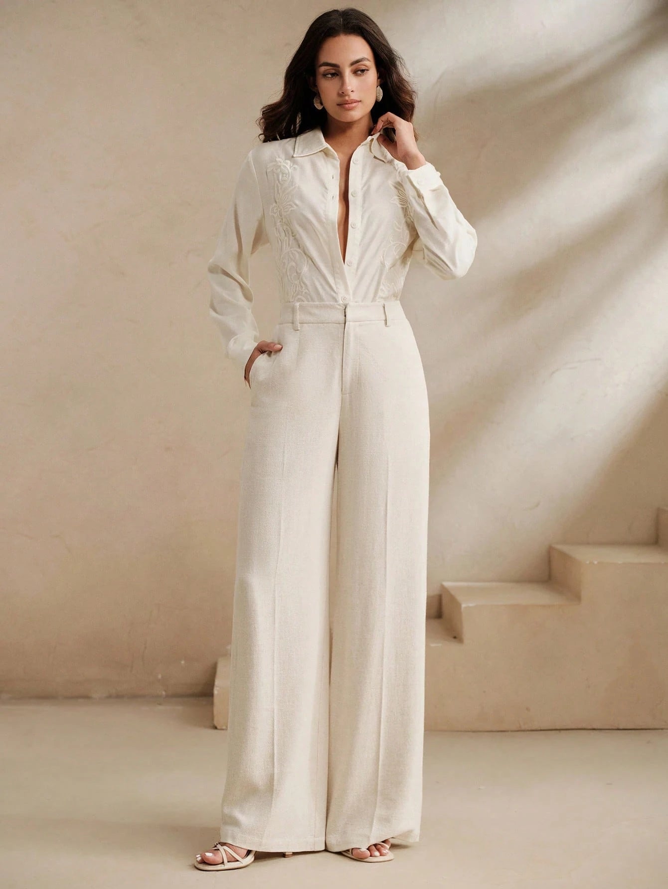 Calça Wide Leg Feminina de Linho Não Amassa