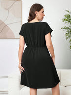 Vestido Curto Plus Size Liso Social Não Amassa