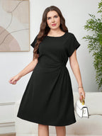 Vestido Curto Plus Size Liso Social Não Amassa