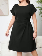 Vestido Curto Plus Size Liso Social Não Amassa
