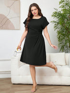 Vestido Curto Plus Size Liso Social Não Amassa