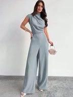 Macacão Elegante Feminino Social sem Mangas Pantalona