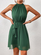 SHEIN Privé Vestido Feminino Regata de Cor Sólida com Decote Halter, Moda de Verão