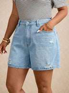 Short Jeans Plus Size Feminino com Bolsos