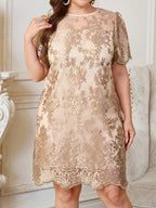 Vestido Curto Festa Plus Size Solto Túnica Bordado