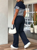 Conjunto Feminino Aerolook Blusa Listrada e Calça com Bolso 