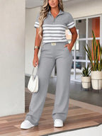 Conjunto Feminino Aerolook Blusa Listrada e Calça com Bolso