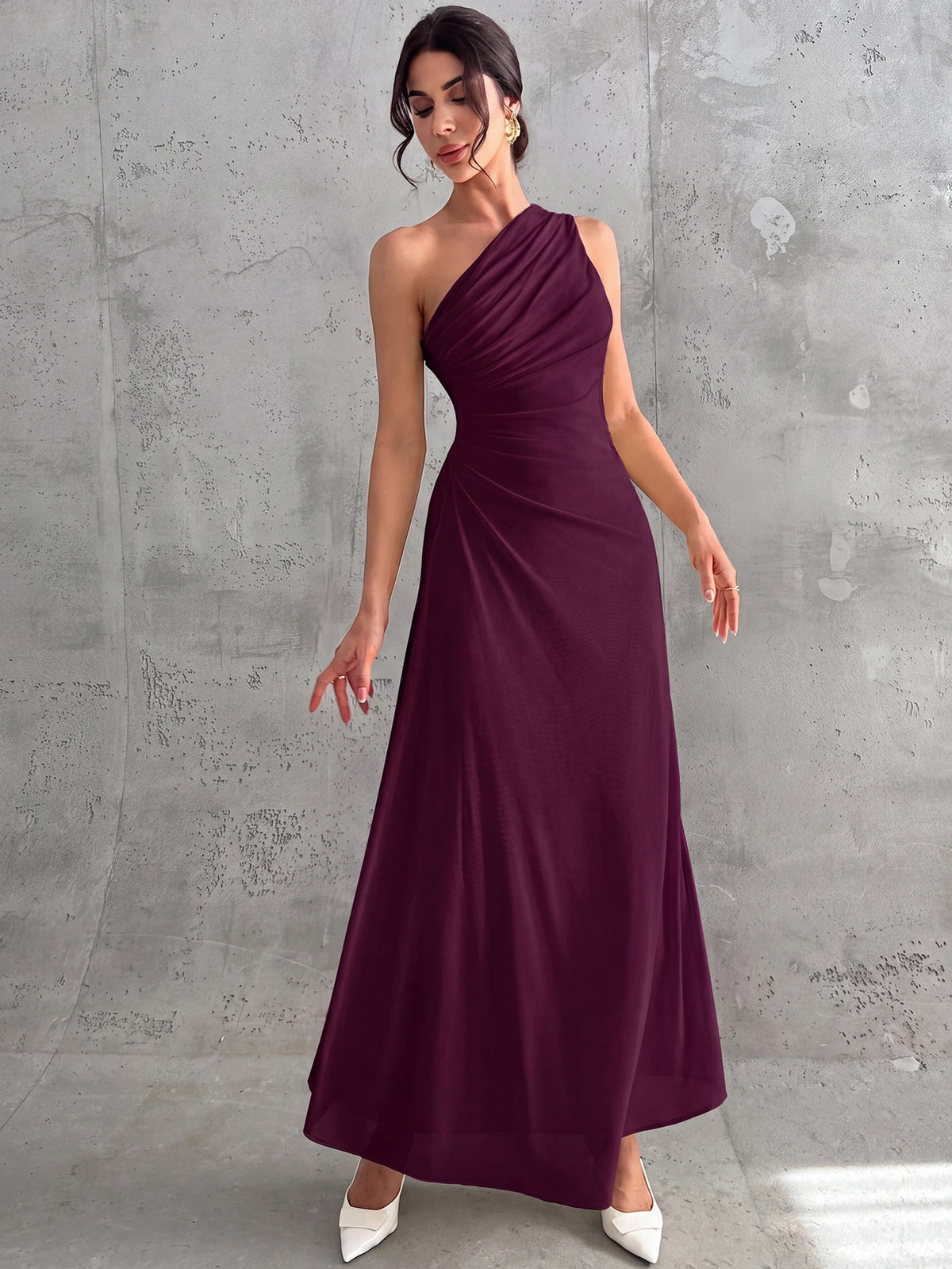 Vestido Longo Feminino Um Ombro Só Forrado Elegante Para Convidada