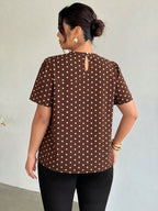 Blusa Plus Size Feminina Gola Alta Manga Curta