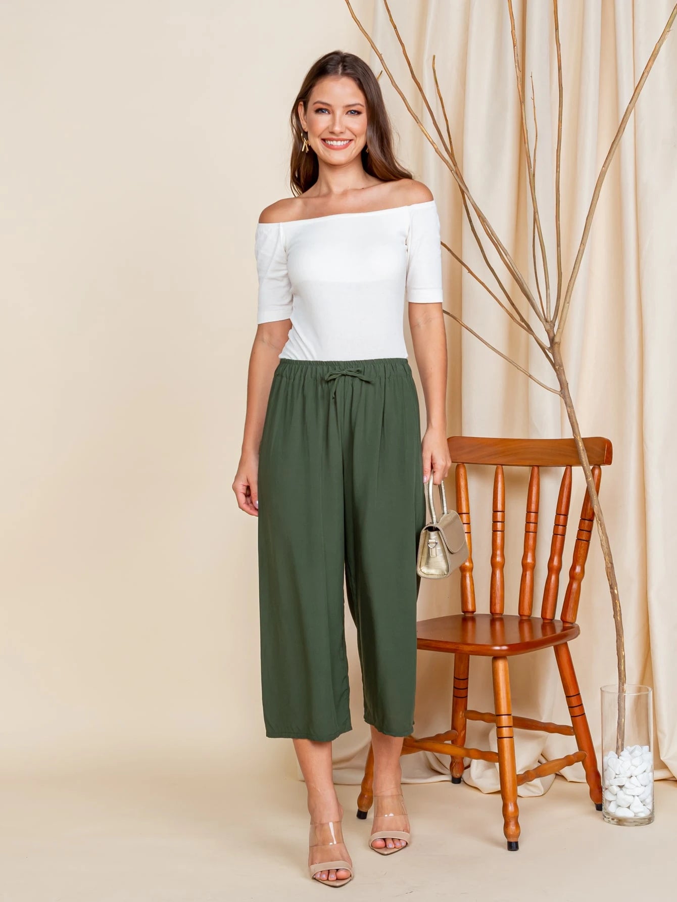 Calça Pantacourt Feminina de Viscose