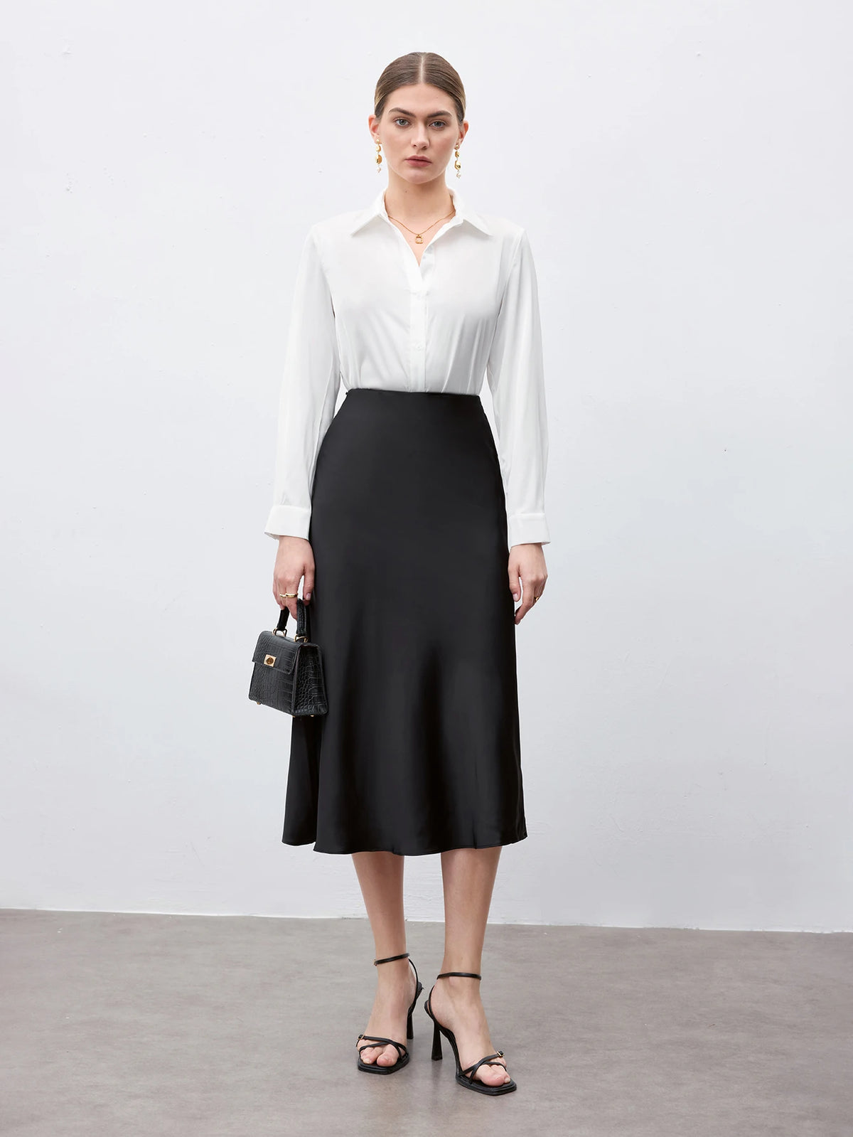 BizChic Saia Básica Evasê Feminina, Adequada para Ir ao Trabalho, Negócios, Casual, Uso no Escritório, Traje Formal Elegante para Senhoras, Outono