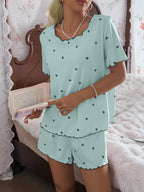 Pijama Feminino Blusa e Short Confortável Estampa Coração