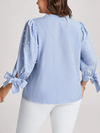 Camisa Plus Size Feminina Meia Manga com Babado