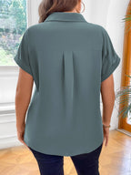 Vionelle Camisa casual e casual de Plus Size com mangas morcego sólidas para o verão feminina