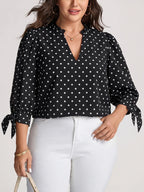 Camisa Plus Size Feminina Meia Manga com Babado