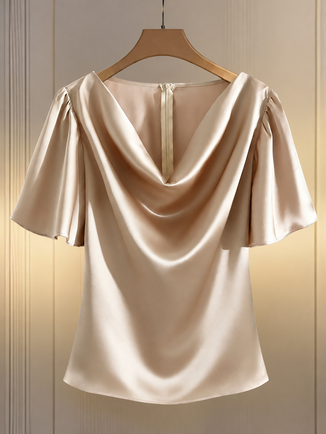 Blusa Plus Size Elegante Manga Curta Gola Boba Cetim