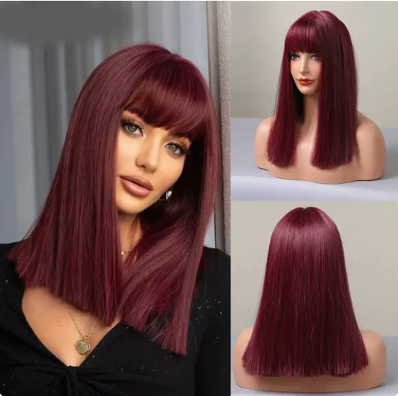 Lace Wig Cabelo Médio Liso com Franja