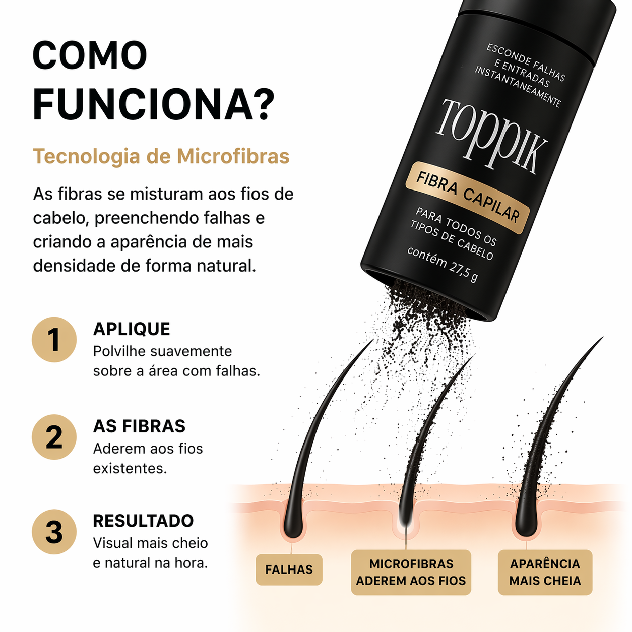 Toppik Fibra Capilar Original Disfarça Falhas e Entradas