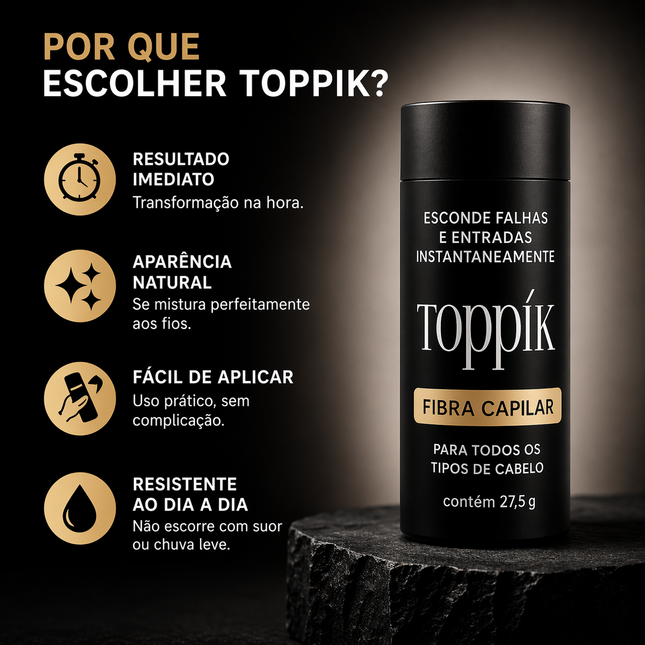 Toppik Fibra Capilar Original Disfarça Falhas e Entradas