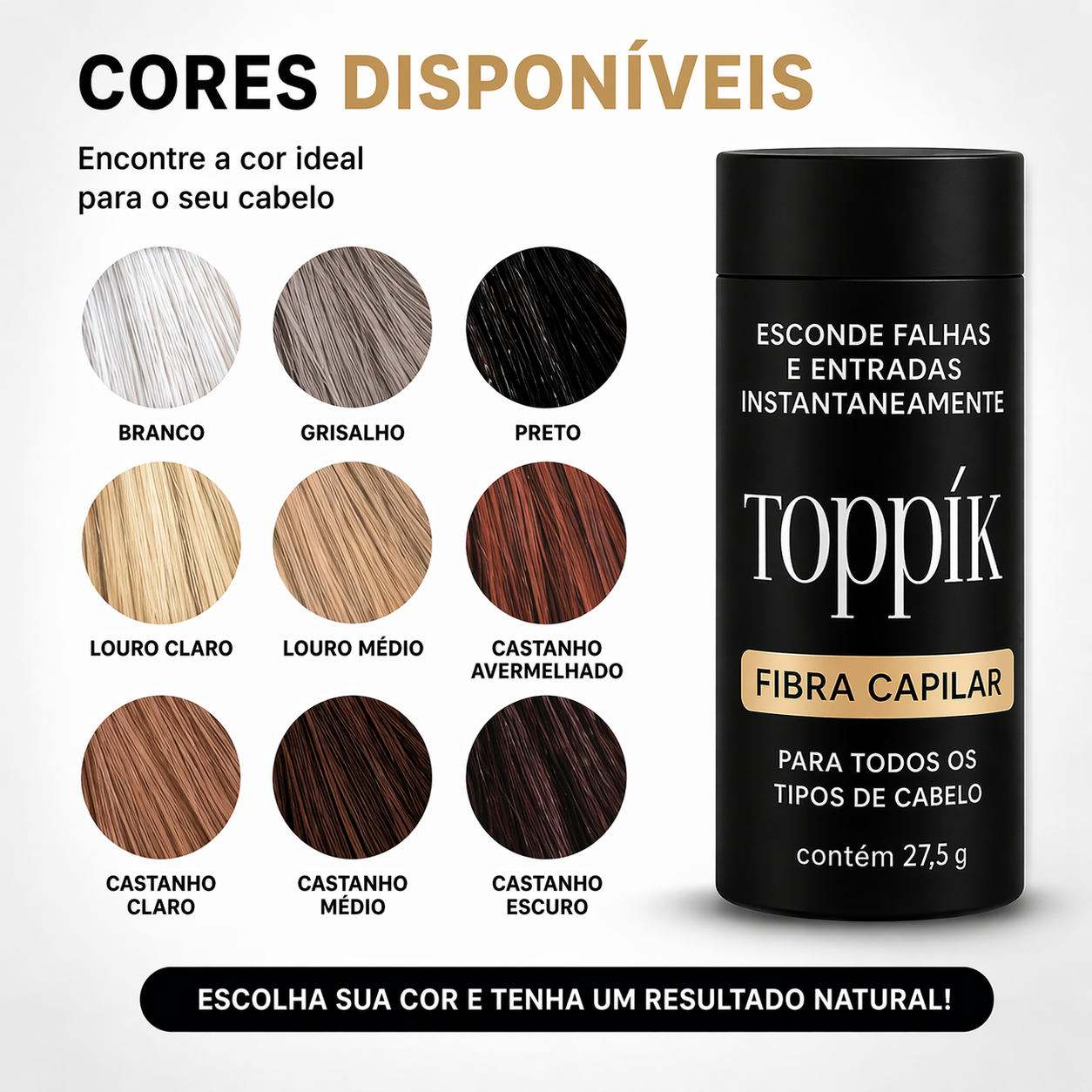 Toppik Fibra Capilar Original Disfarça Falhas e Entradas