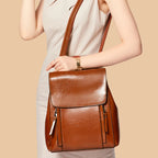 Mulheres mochila corpo cruz bolsa de ombro couro genuíno meninas escola feminina pele natural livro portátil mochila sacos do mensageiro