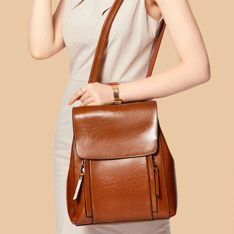 Mulheres mochila corpo cruz bolsa de ombro couro genuíno meninas escola feminina pele natural livro portátil mochila sacos do mensageiro