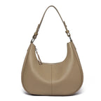 Bolsa Transversal Feminina de Couro Genuíno 100% para Ombro, Grande Capacidade, Modelo Meia-Lua, Bolsas Femininas de Couro Bovino de Grife, Sacola de Viagem/Uso Diário