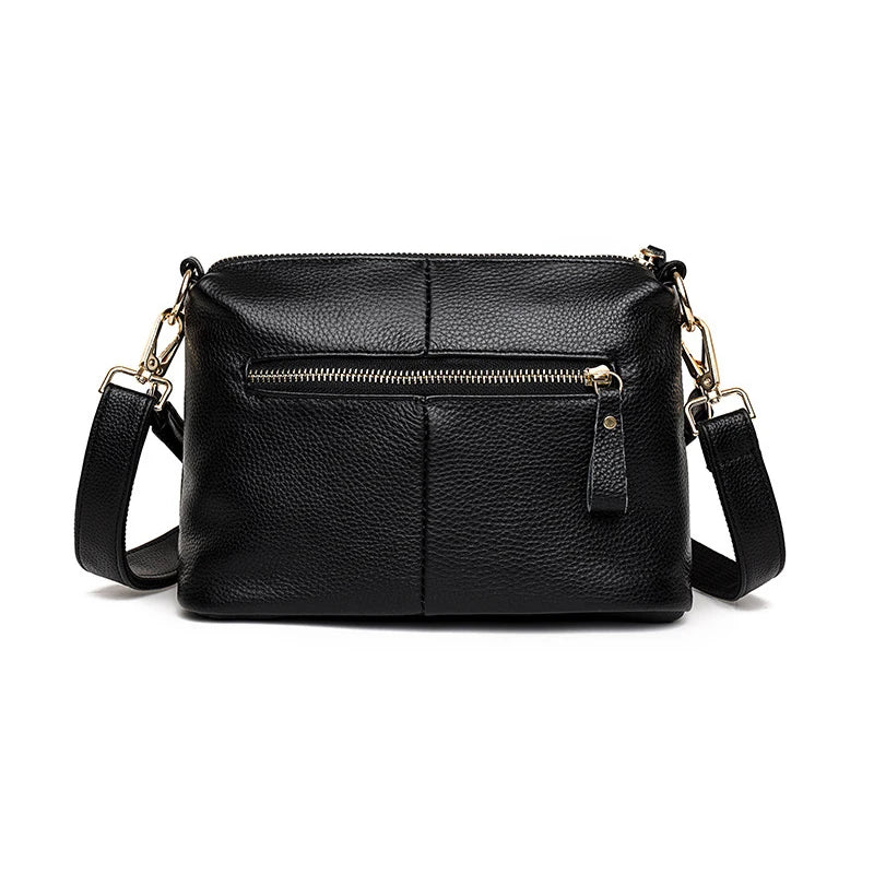 Bolsa Feminina Tiracolo de Couro com Zíper Frontal Média