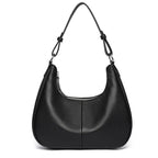 Bolsa Transversal Feminina de Couro Genuíno 100% para Ombro, Grande Capacidade, Modelo Meia-Lua, Bolsas Femininas de Couro Bovino de Grife, Sacola de Viagem/Uso Diário